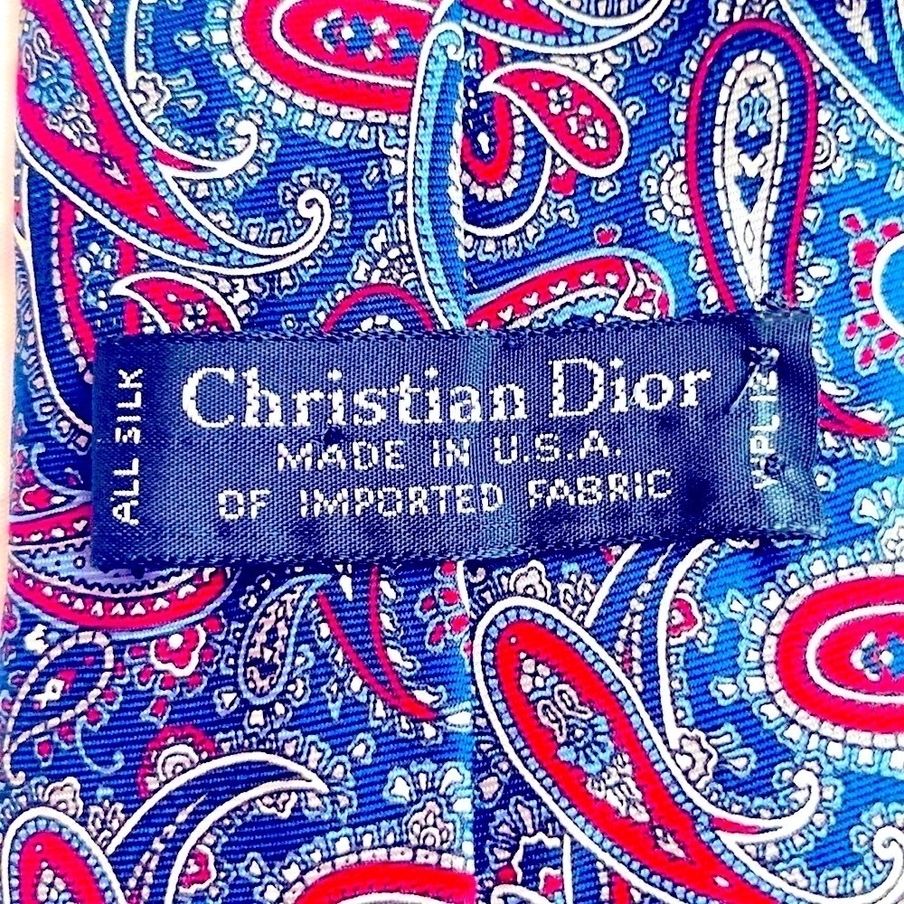 Christian Dior Paisley Tie Navy Red Deadstock